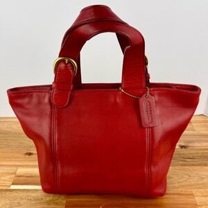 Coach Authentic Vintage Red Leather Waverly Bag Satchel Tote Purse‎ Handbag